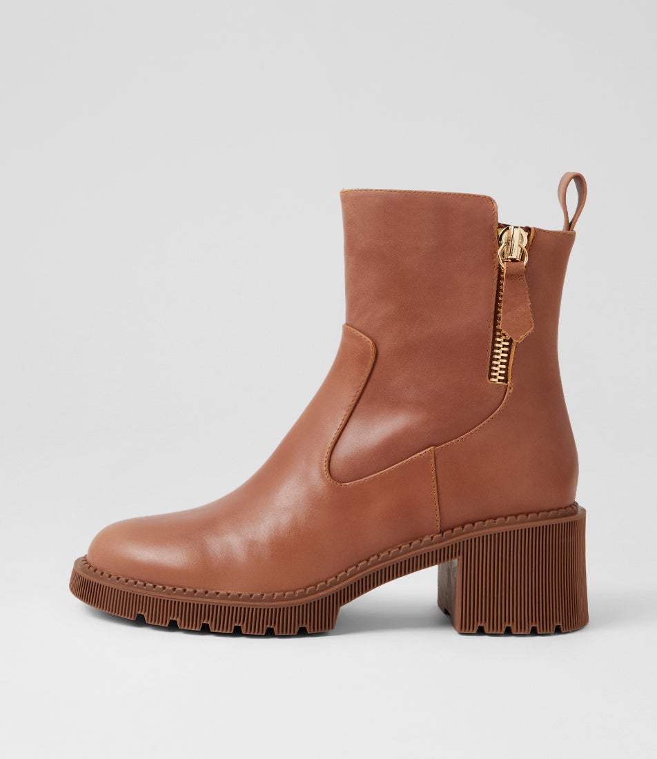 Zareks New Cognac Leather Ankle Boots
