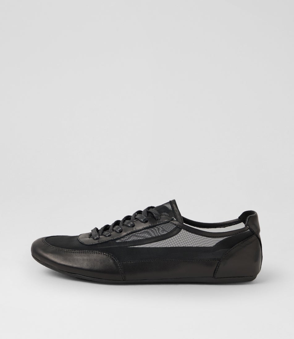Brees Black Leather Mesh Sneakers