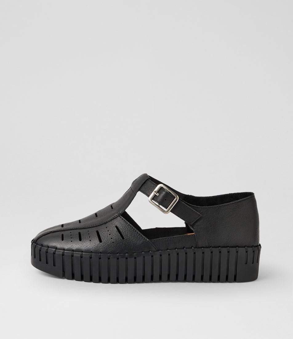 Brikey Black Leather T Bars Brikey Black Leather T Bars