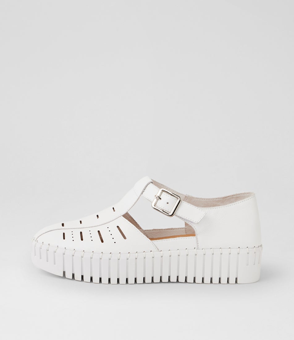 Brikey White Leather T Bars Brikey White Leather T Bars