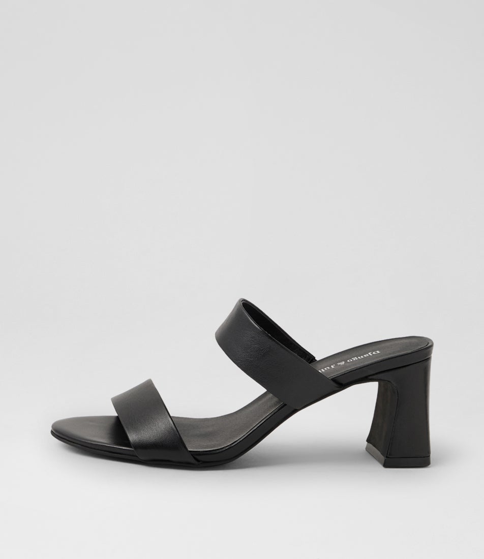 Belline Black Leather Heeled Sandals Belline Black Leather Heeled Sandals