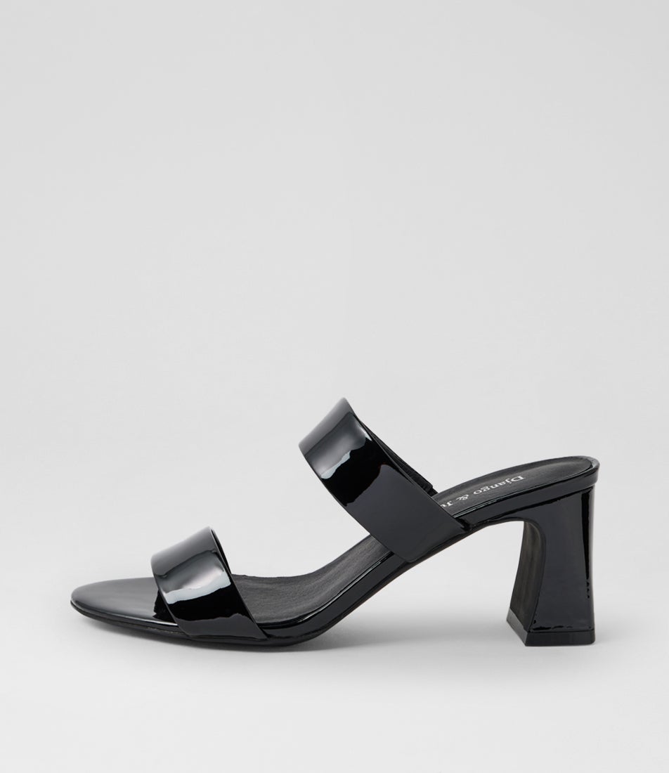 Belline Black Patent Leather Heeled Sandals Belline Black Patent Leather Heeled Sandals