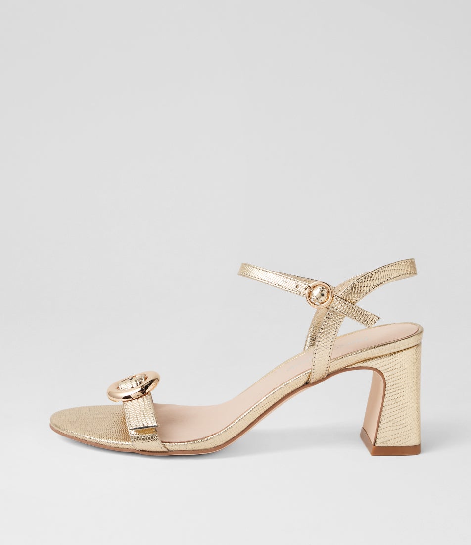 Bettany Gold Lizard Leather Sandals