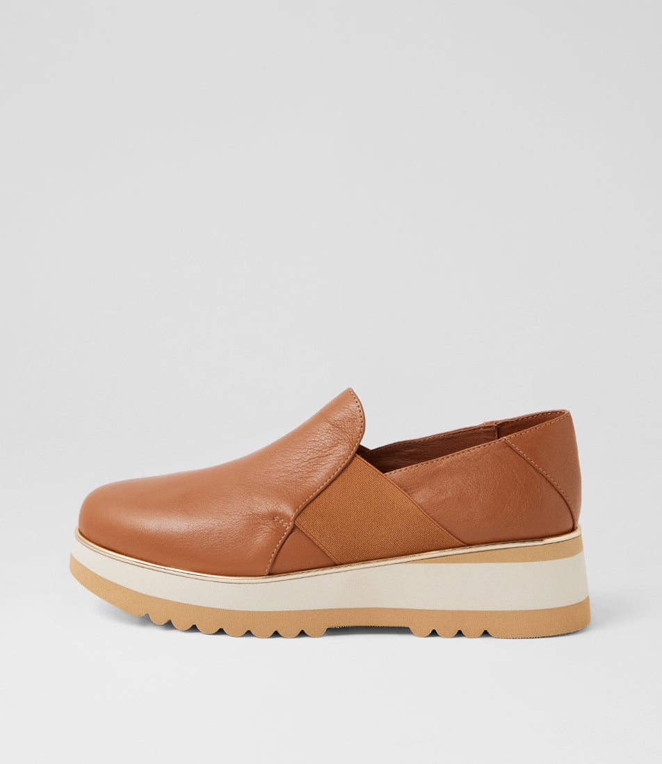 Chiyo Dark Tan Camel Milk Leather Loafers