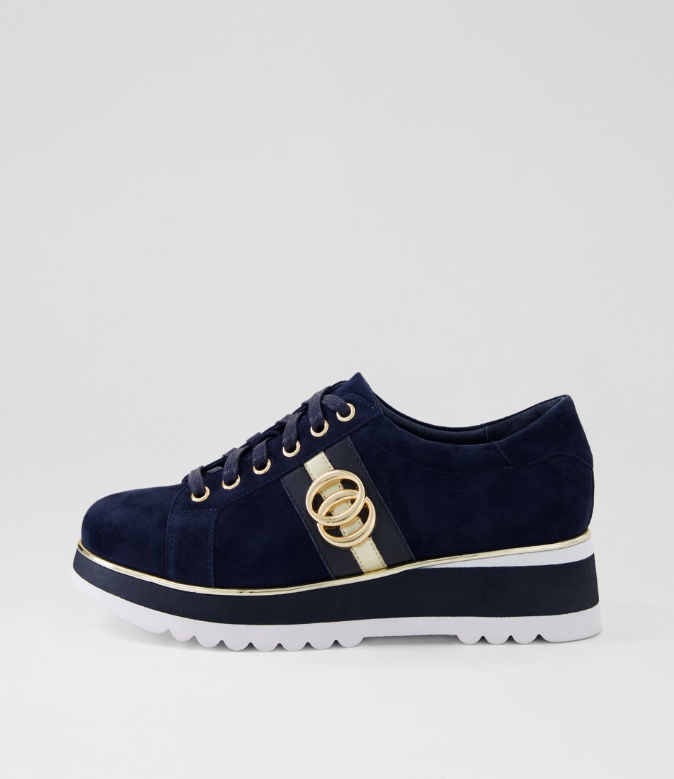 Coralia Navy Suede Multi Lace Up Flats