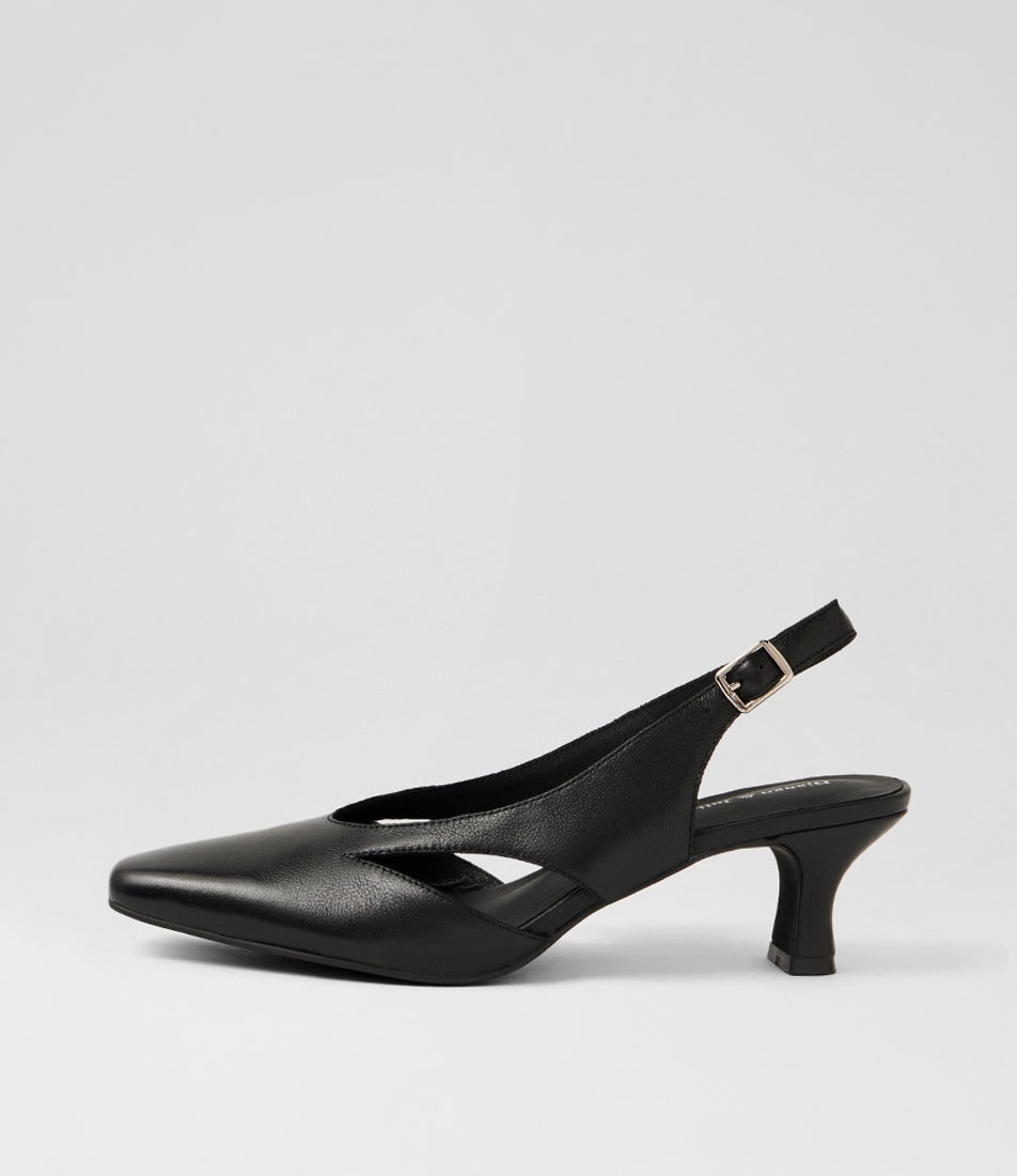 Candas Black Leather Heels