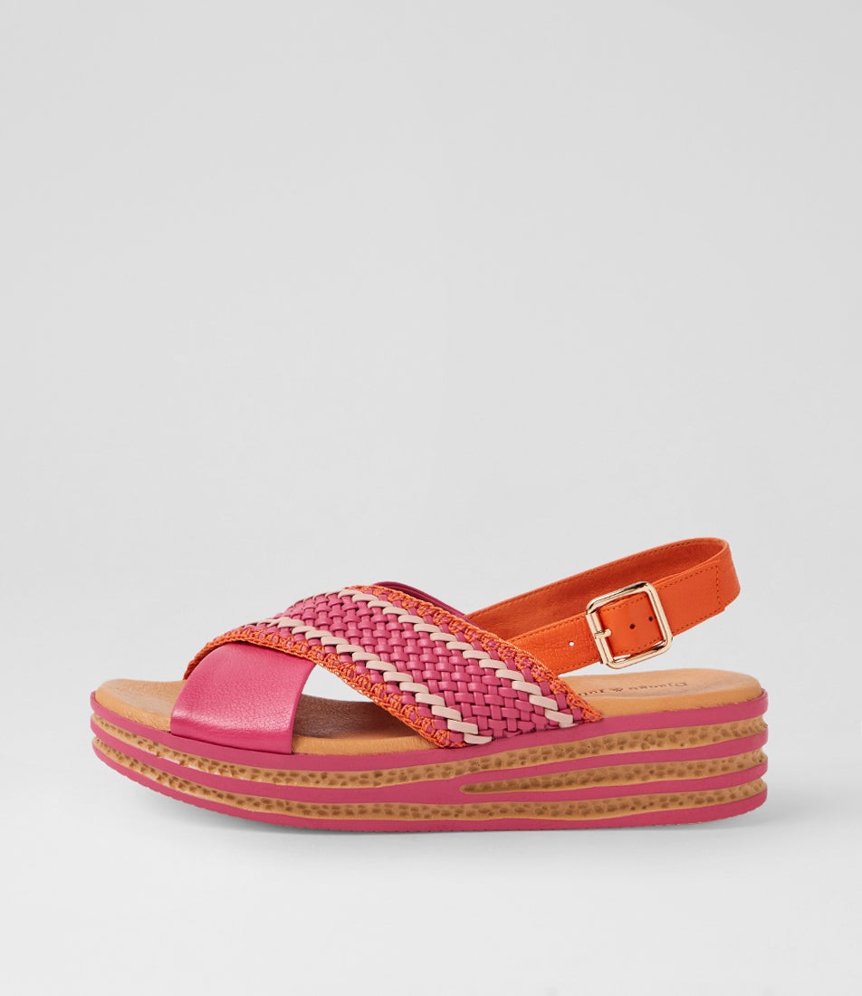 Cayci Fuchsia Multi Leather Sandals