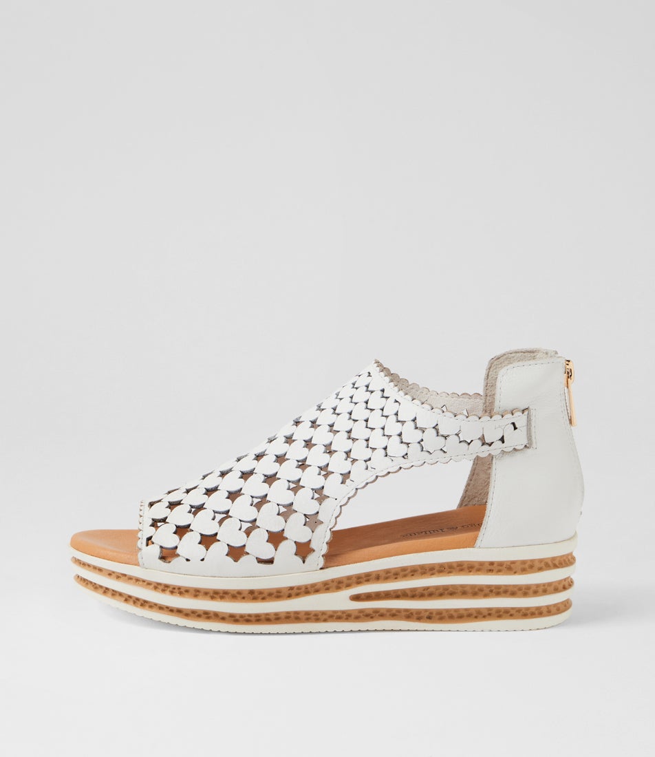 Channa White Leather Sandals