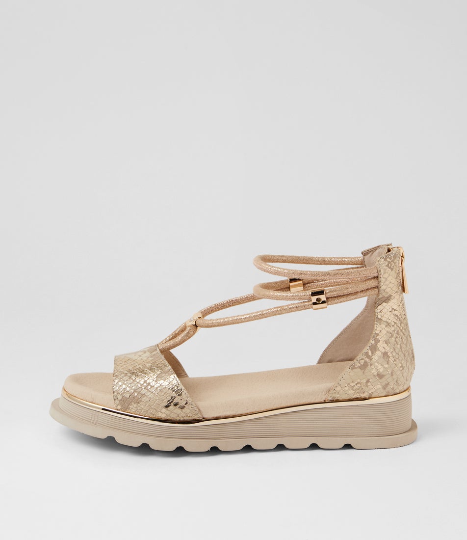Cimone Ivory Gold Snake Multi Sandals