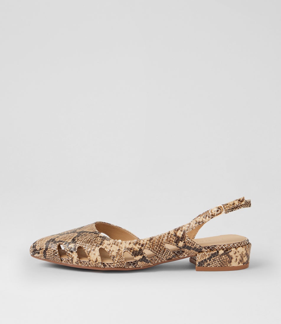 Elvenia Camel Choc Snake Leather Slingbacks Elvenia Camel Choc Snake Leather Slingbacks