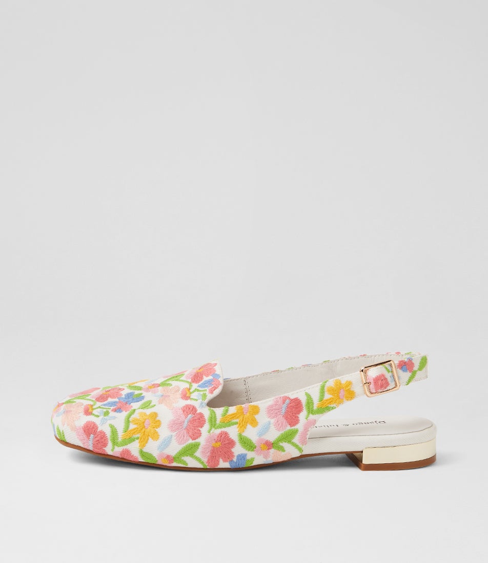 Falak Ivory Gelato Fabric Slingbacks