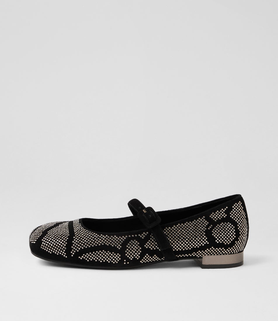 Frier Black Suede Mary Janes