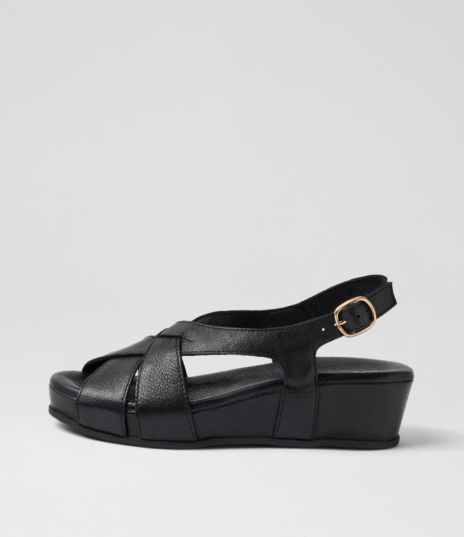 Fiva Black Leather Wedges Fiva Black Leather Wedges