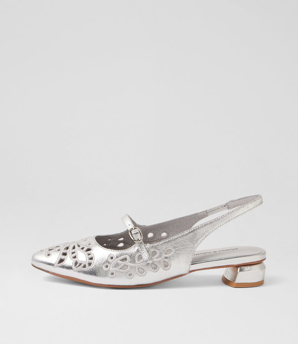 Fenia Silver Leather Slingbacks Fenia Silver Leather Slingbacks