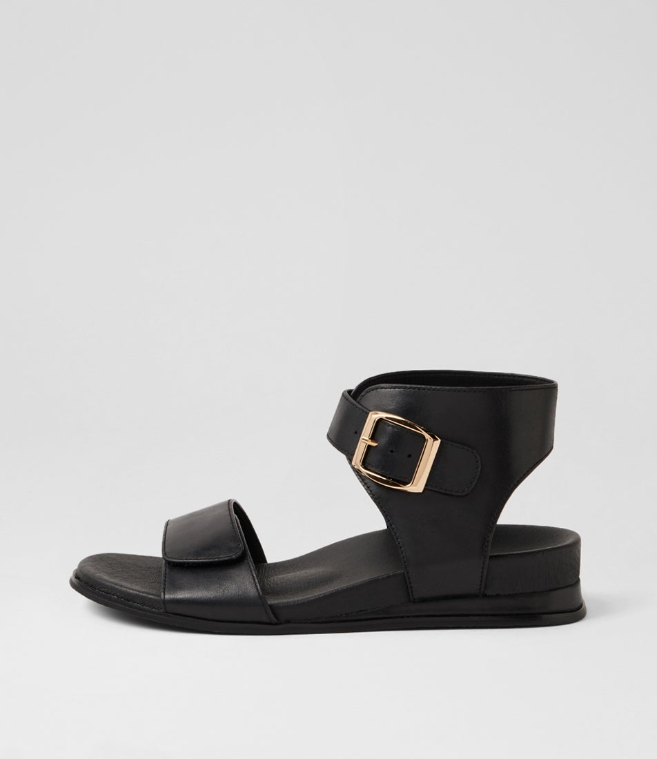 Fritze Black Leather Sandals