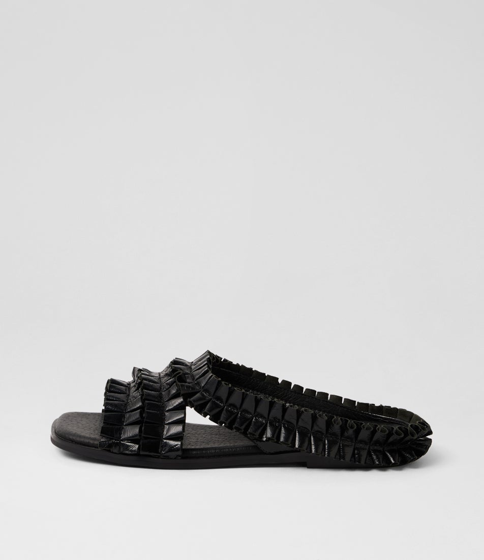 Gwinna Black Leather Slides Gwinna Black Leather Slides