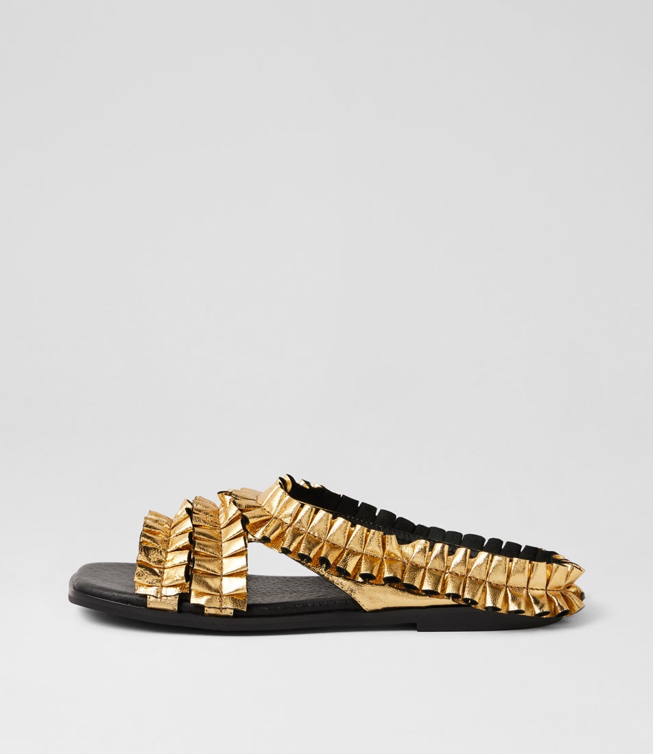 Gwinna Gold Leather Slides