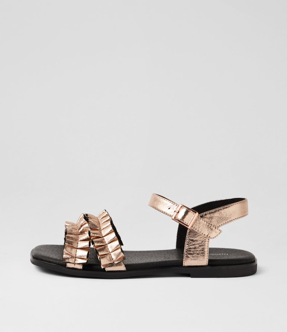 Graca Pale Rose Gold Leather Sandals