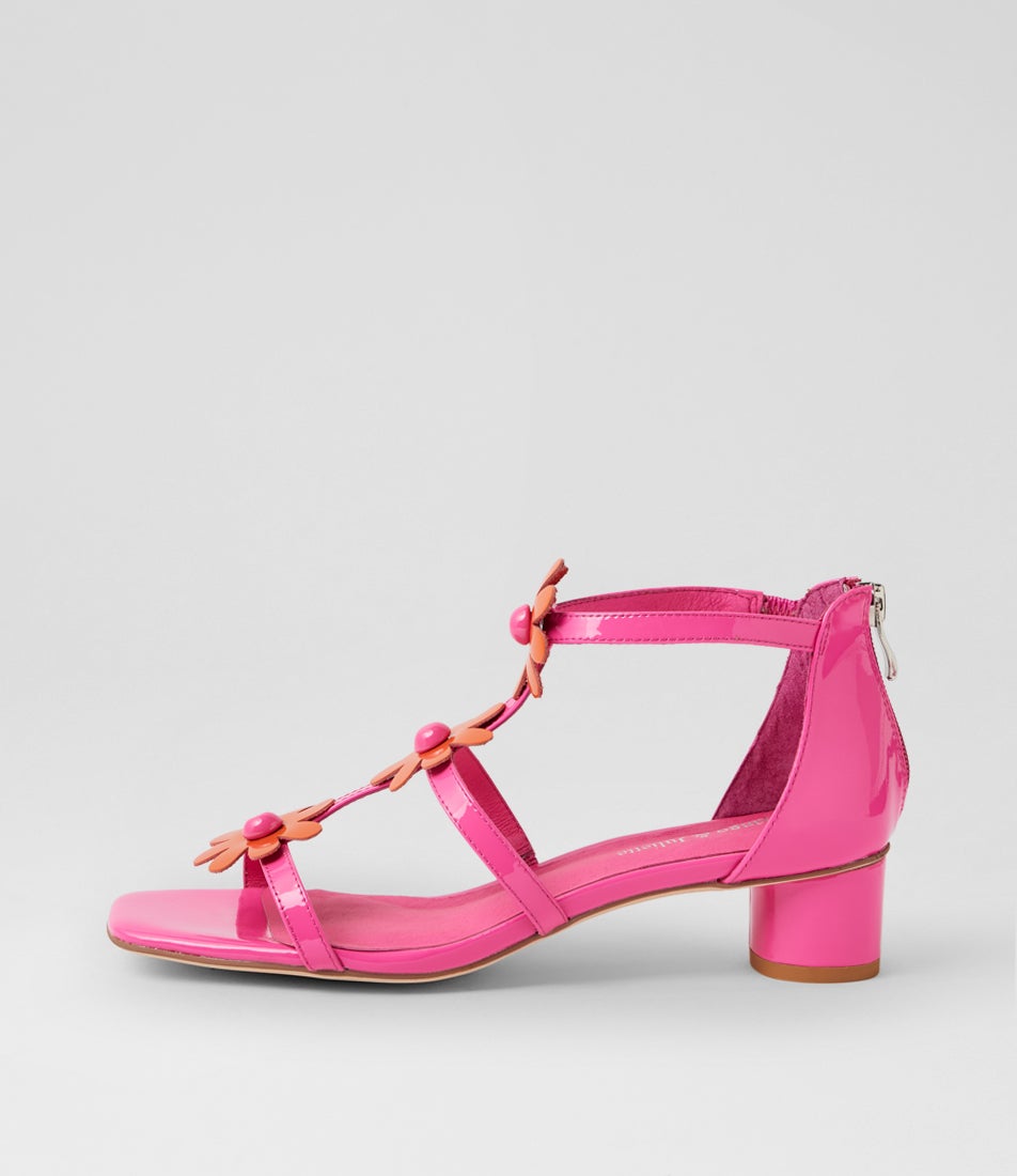 Herut Fuchsia Orange Patent Leather Heeled Sandals Herut Fuchsia Orange Patent Leather Heeled Sandals