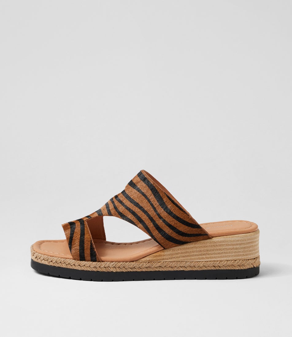 Ivone Black Tan Zebra Pony Sandals