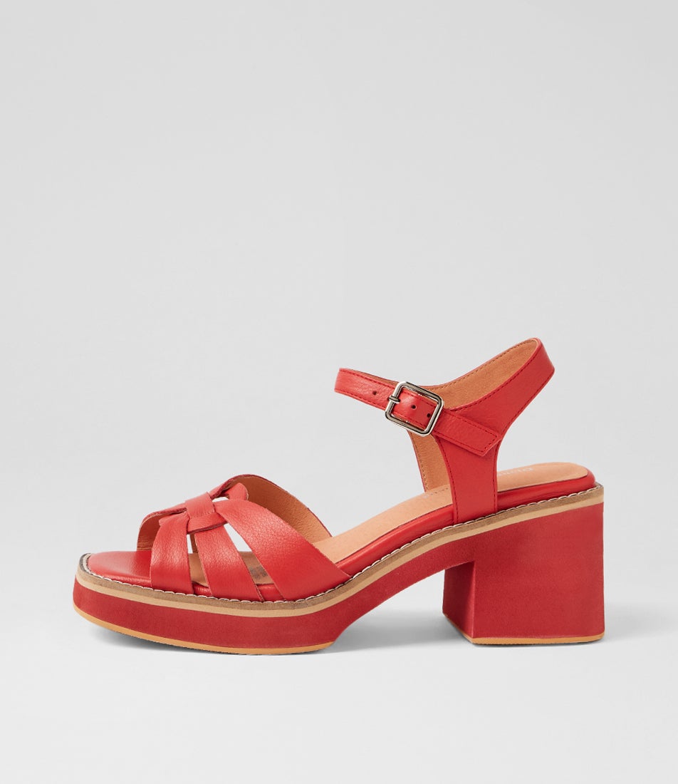 Jadera Red Leather Sandals Jadera Red Leather Sandals