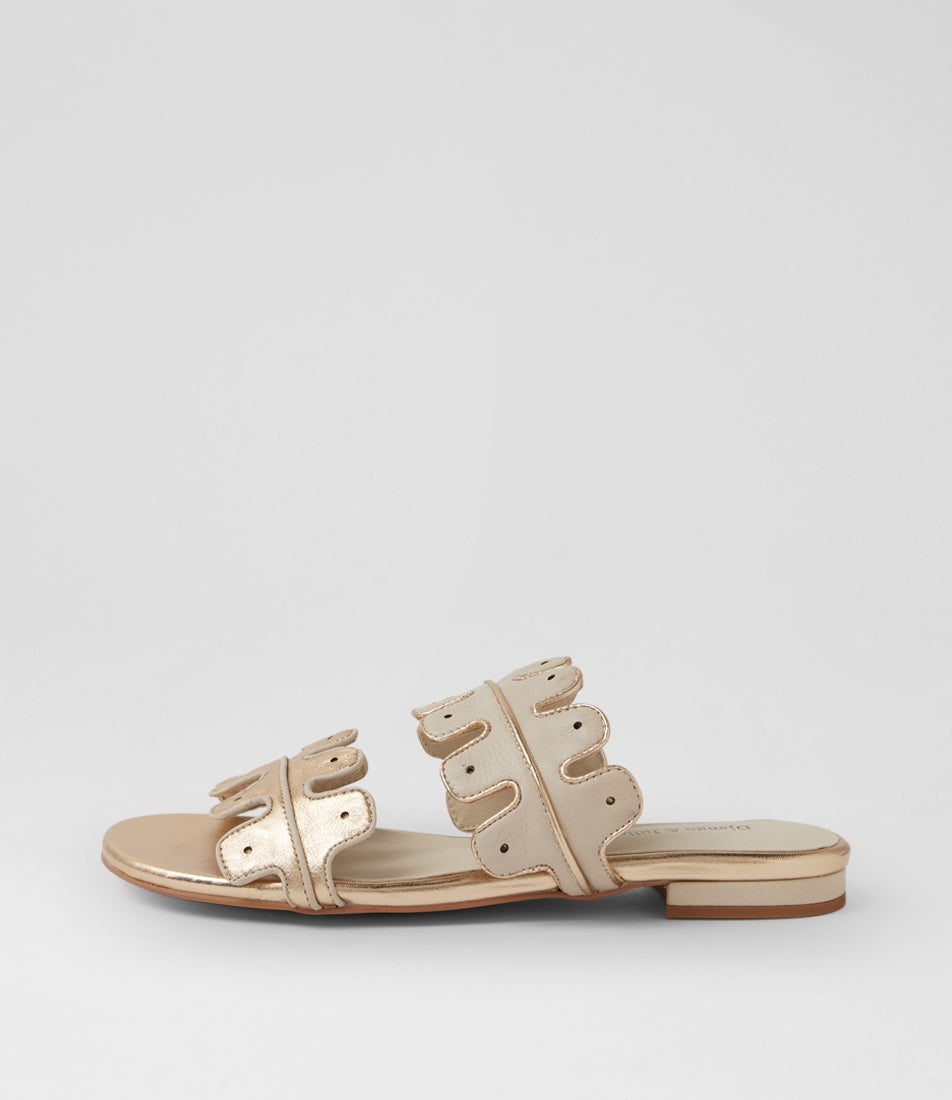 Keiko Gold Almond Leather Slides