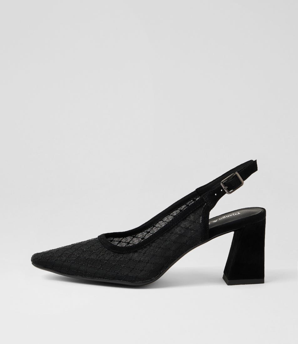 Kipps Black Suede Mesh Slingbacks