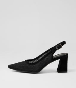Kipps Black Suede Mesh Slingbacks Kipps Black Suede Mesh Slingbacks