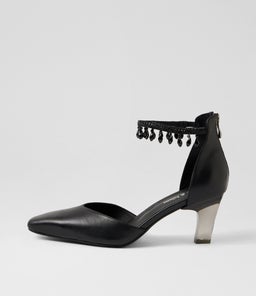 Kangio Black Leather Jewels Heels Kangio Black Leather Jewels Heels