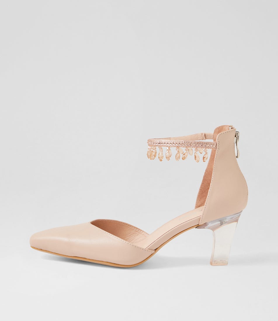 Kangio Nude Leather Jewels Heels