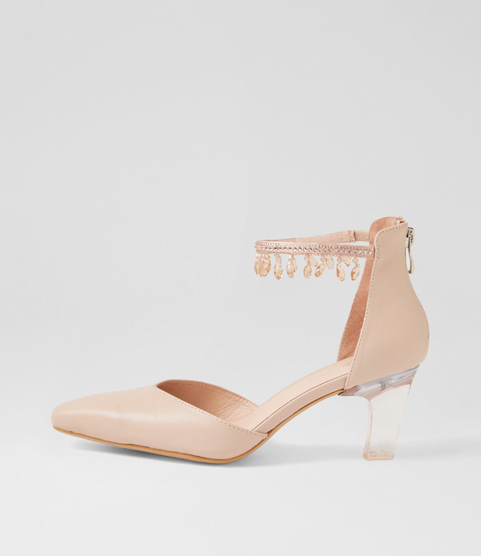 Kangio Nude Leather Jewels Heels
