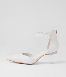 Kangio White Leather Jewels Heels Kangio White Leather Jewels Heels