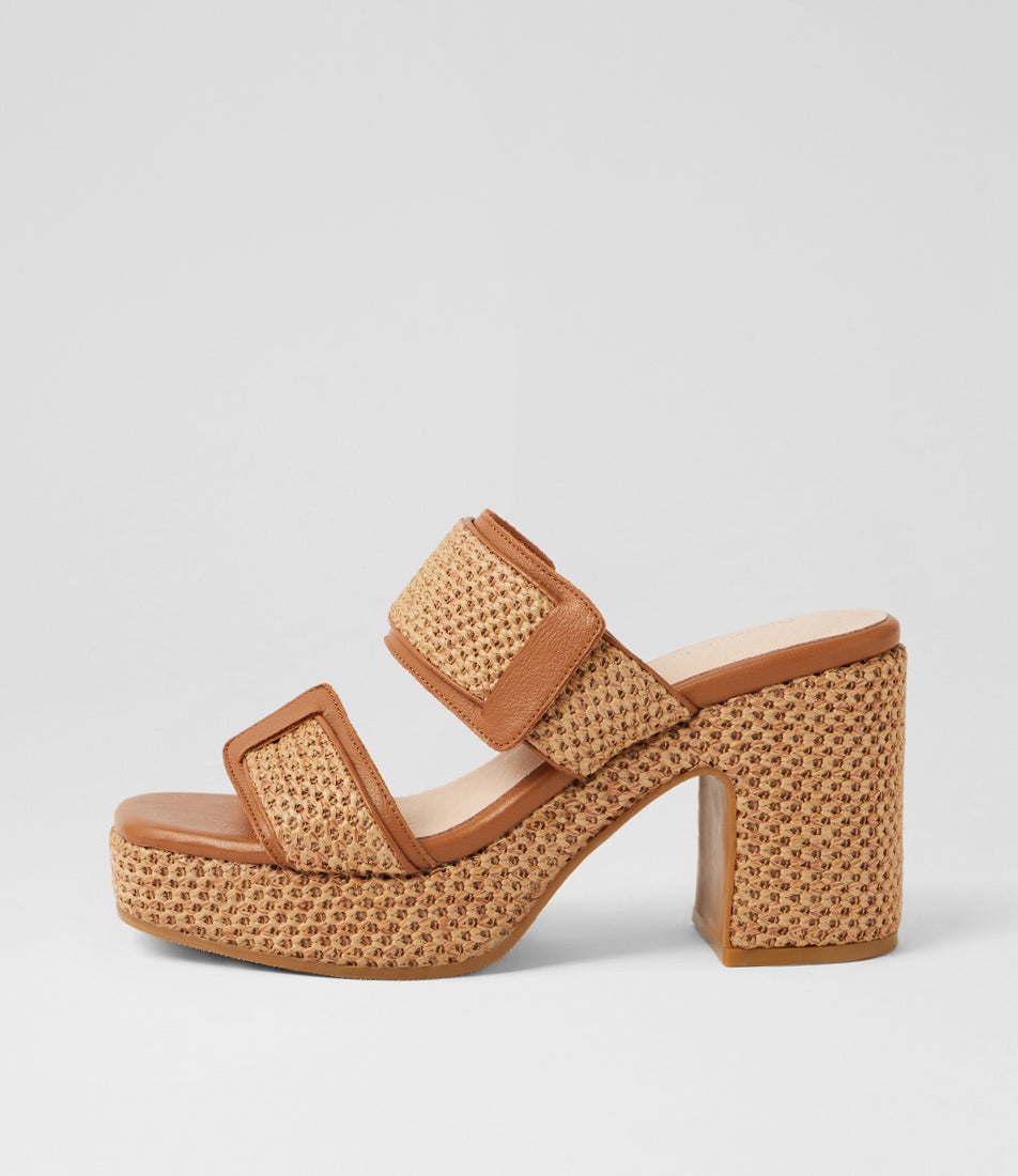 Kyper Natural Dark Tan Patent Synthetic Sandals