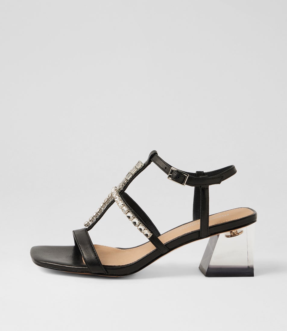 Medaro Black Leather Sandals