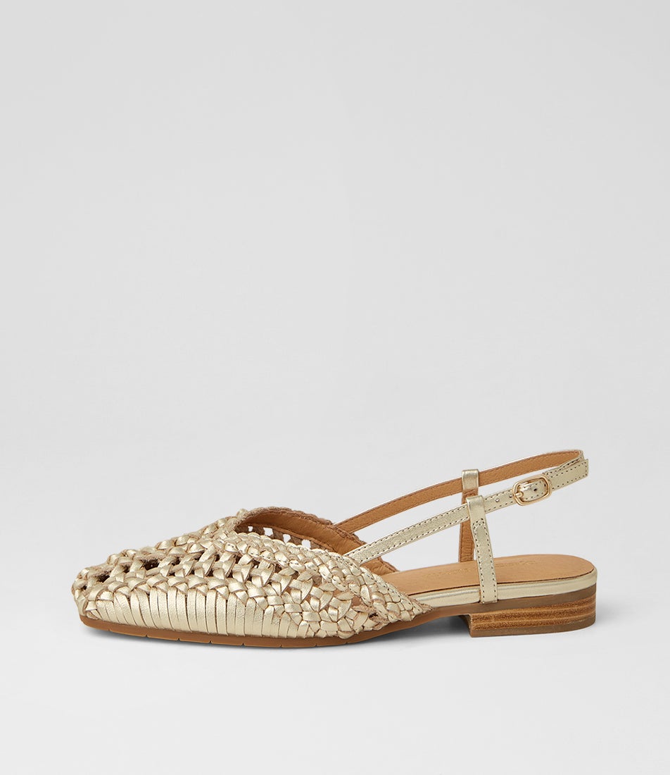 Pranse Pale Gold Leather Slingbacks Pranse Pale Gold Leather Slingbacks