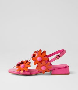 Pellas Pink Orange Patent Leather Sandals Pellas Pink Orange Patent Leather Sandals