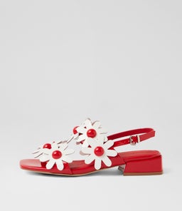 Pellas Red White Patent Leather Sandals Pellas Red White Patent Leather Sandals