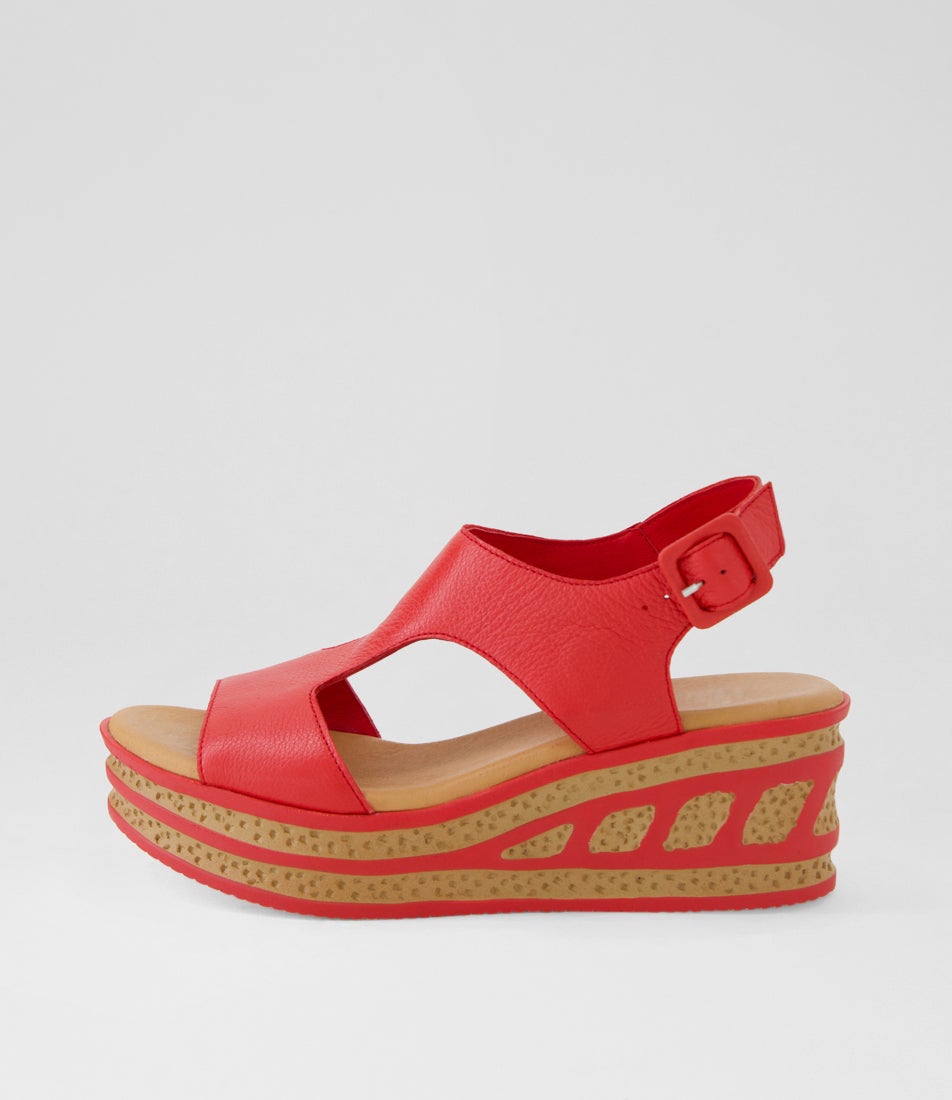 Qeleigh Red Leather Sandals Qeleigh Red Leather Sandals