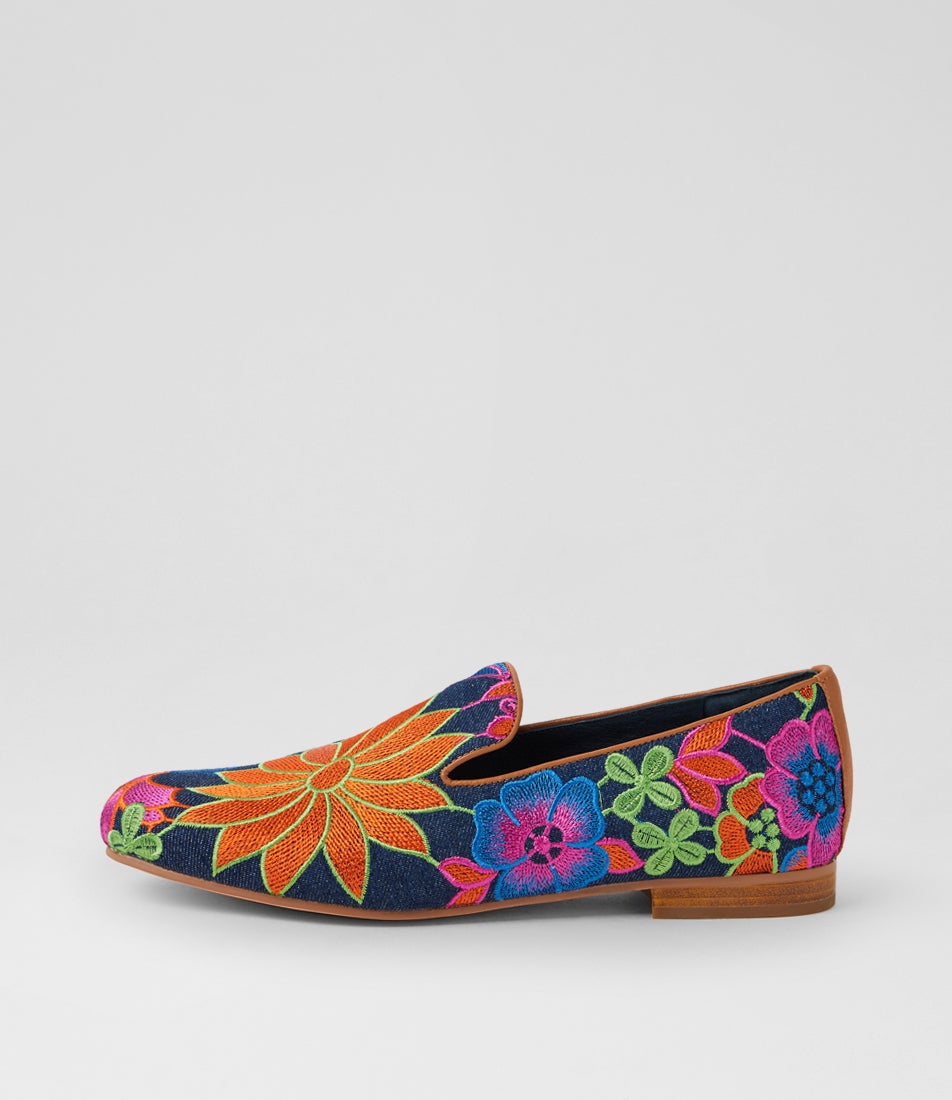 Recas Denim Bright Fabric Loafers