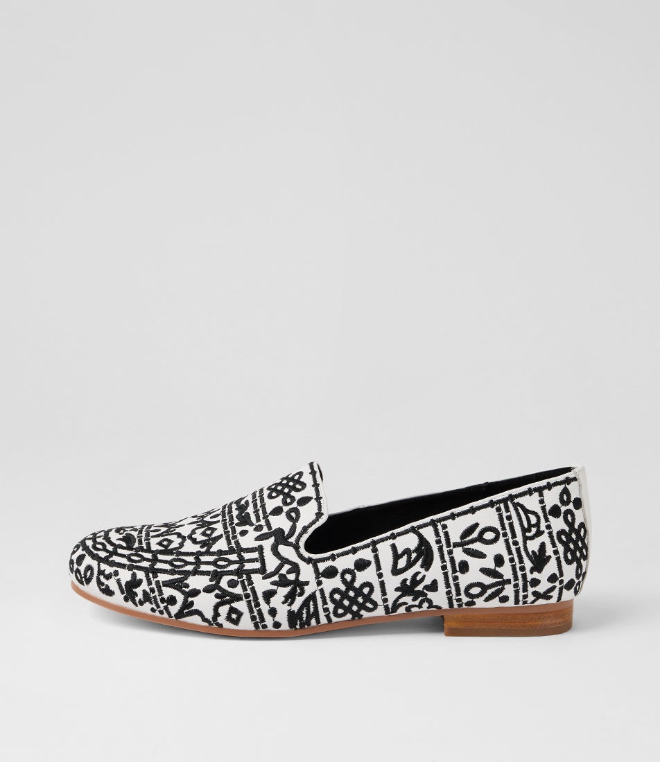 Ravina White Black Multi Loafers