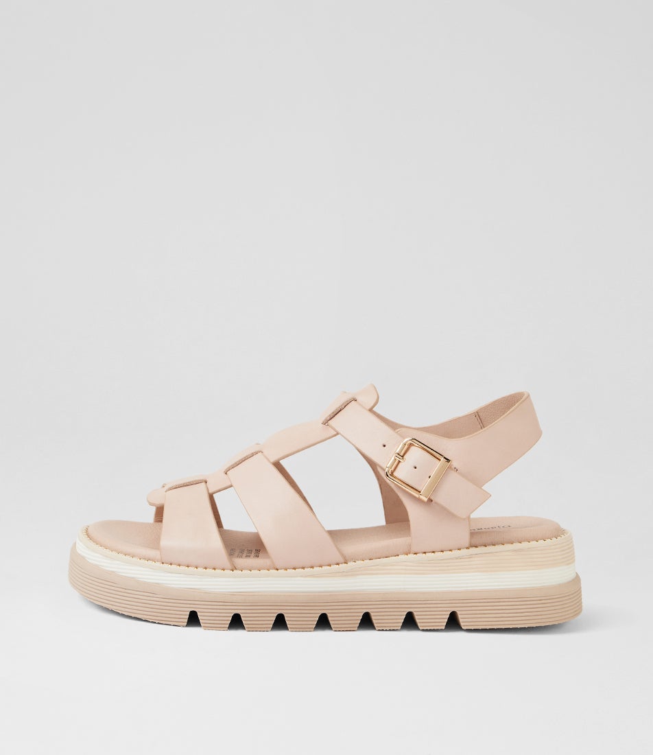 Sylvera Almond Leather Sandals