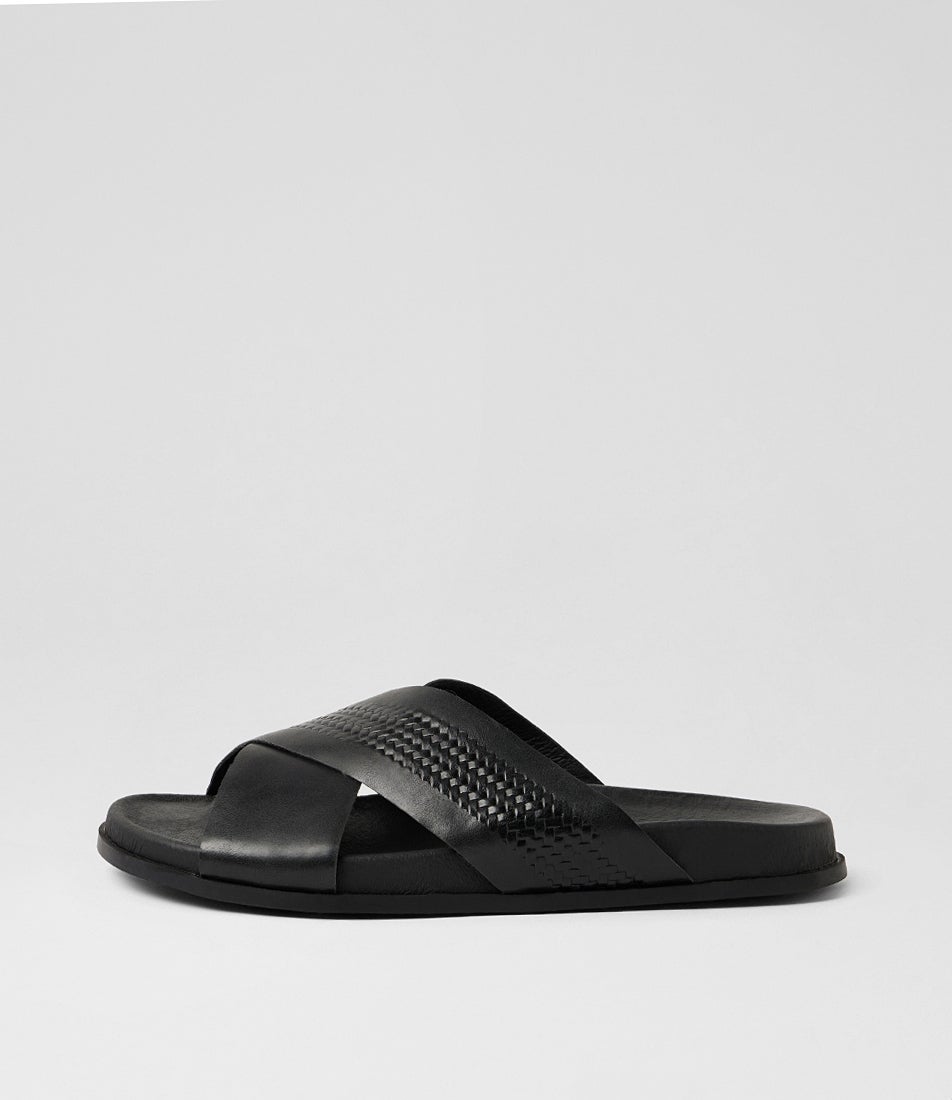 Tamy Black Leather Slides