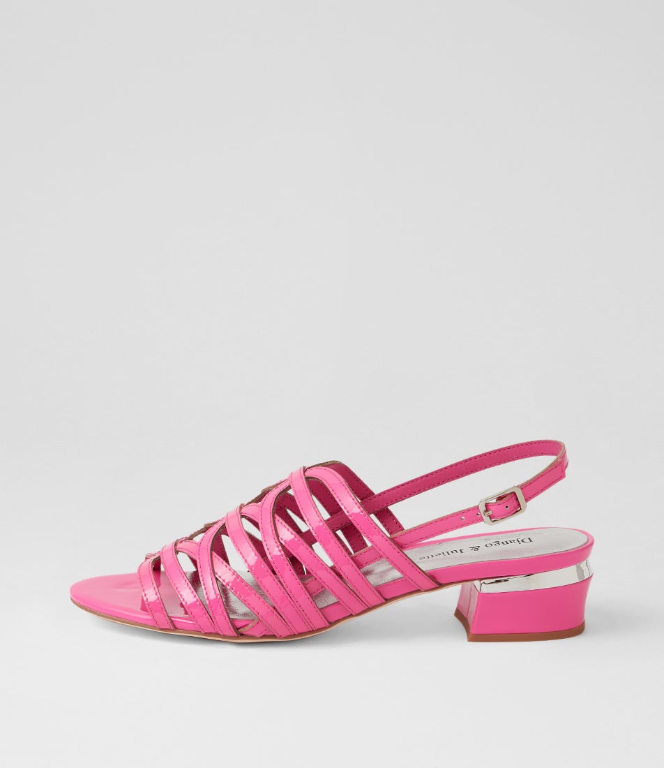 Tannaz Hot Pink Patent Leather Slingbacks
