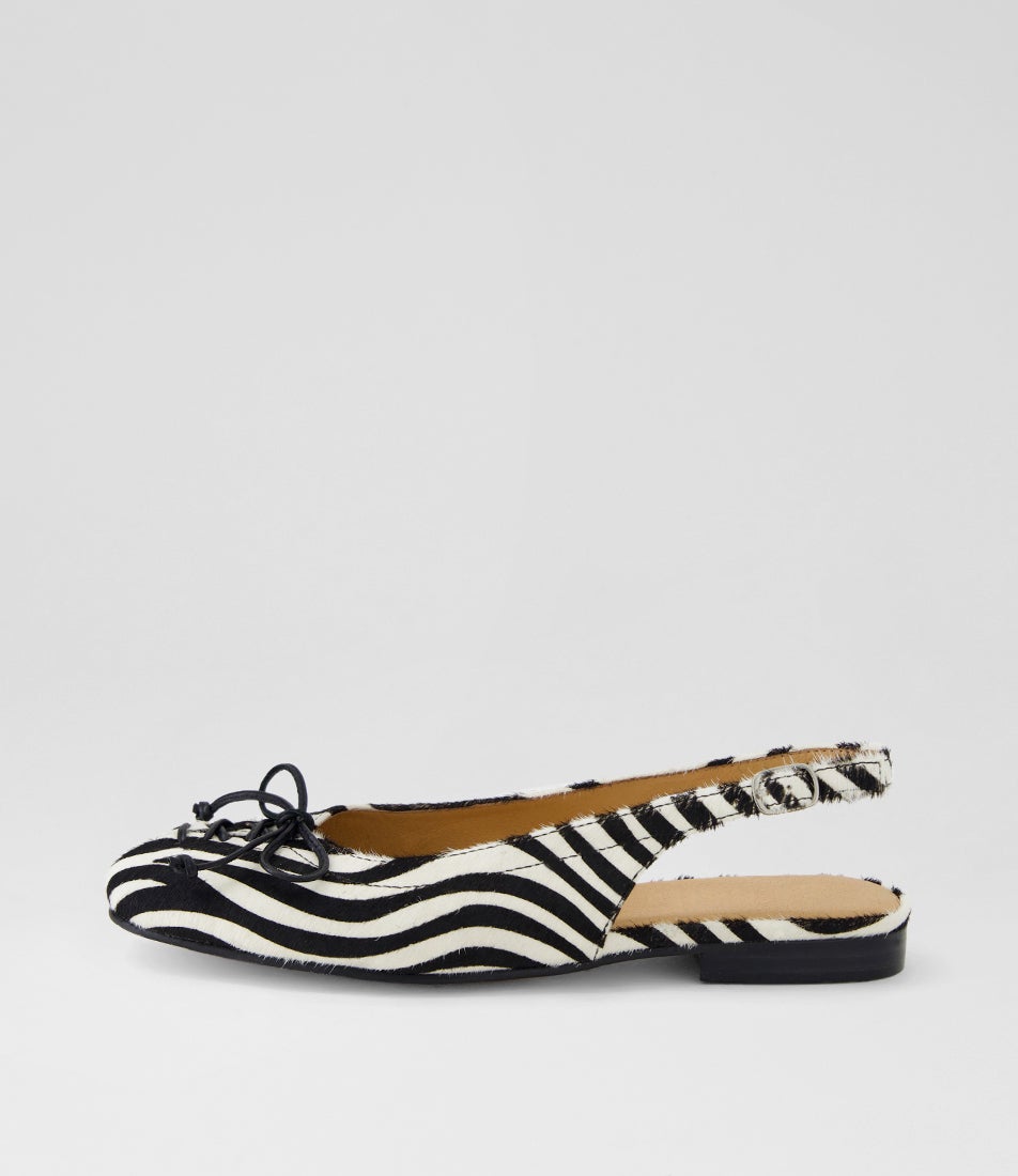 Uriaa Black White Zebra Pony Slingbacks