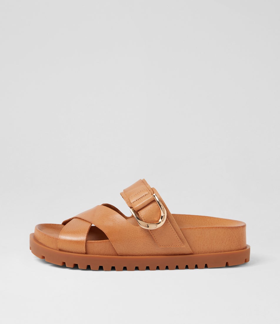 Unitey Toffee Leather Slides