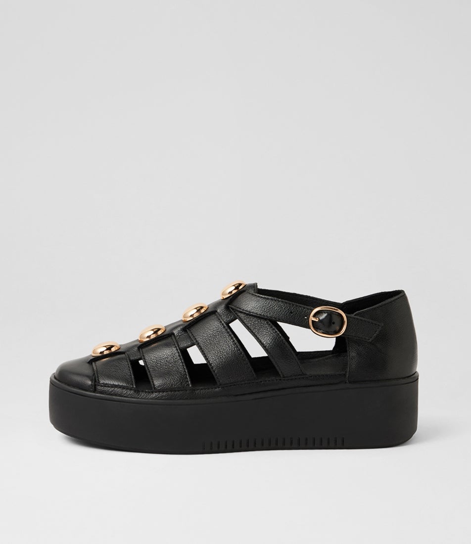 Winifrid Black Leather Flat Shoes Winifrid Black Leather Flat Shoes