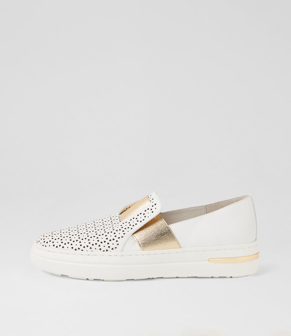 Wilida White Gold Leather Sneakers