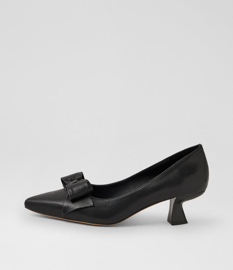 Lelahs Black Leather Pump Heels