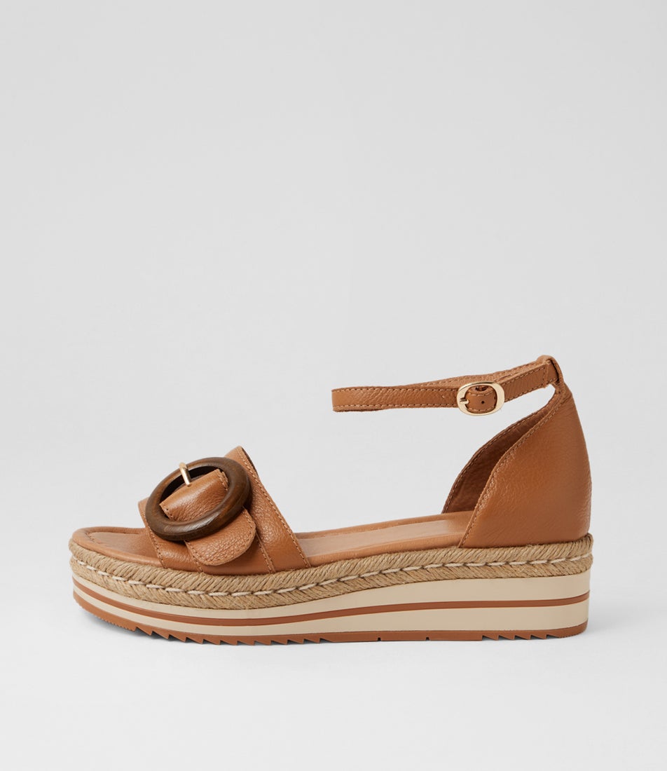 Anwen Dark Tan Leather Sandals
