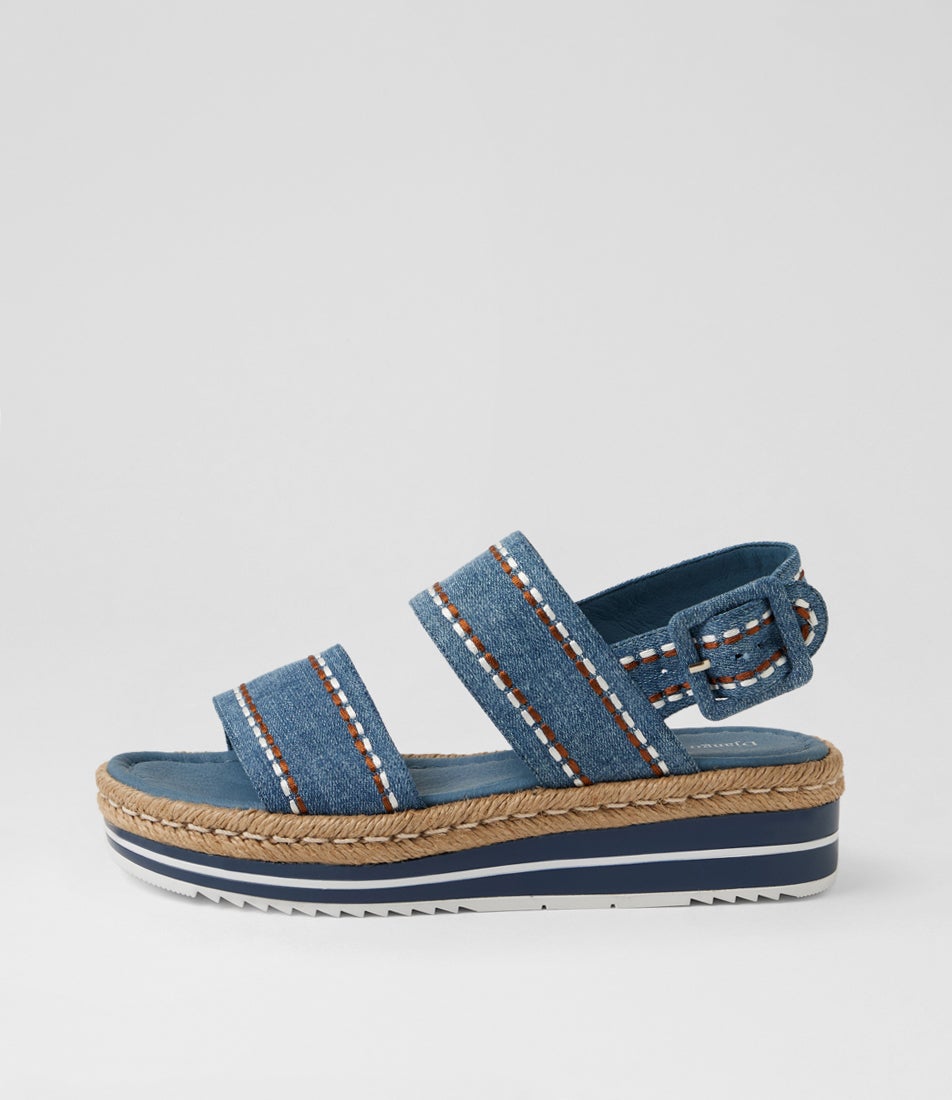 Apples Denim Embroidery Fabric Sandals